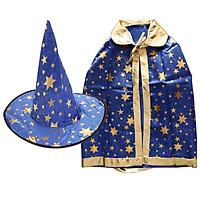 Halloween Costumes Wizard Cloak with Hat for Kids Children Boys Girls
