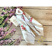 Khăn Lụa Tơ Tằm Vẽ Tay Hoa Đào SenSilk – Quà Cho Khách Nước Ngoài - Silk Painting 90*90CM