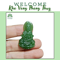 Mặt dây chuyền đá xanh lá Quan Thế Âm Ng Bích loại đẹp size 30x16mm, không kén mệnh TUDO có kiểm định