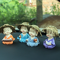 Bộ tượng 04 chú tiểu trang trí xe hơi, bàn làm việc, mang lại bình an, hạnh phúc