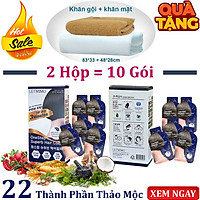 Combo 2 Hộp màu Nhuộm Tóc phủ bạc LETMIMO màu Nâu Đen_2N, 10 gói + QUÀ TẶNG 1 khăn gội 83*33cm & 1 khăn mặt bestke 48*28cm