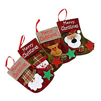 Christmas Stocking,4 Pack Classic Christmas Stocking Santa,Snowman,Reindeer,Bear,Xmas Character 3D Plush with Faux Fur