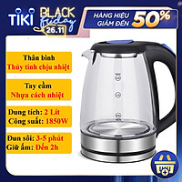 Bình Đun Siêu Tốc, Ấm Đun Siêu Tốc Thủy Tinh SeaSy SS41, Dung Tích 2 Lít, Thủy Tinh Chịu Nhiệt, Tay Cầm Cách Nhiệt, Tự Ngắt Điện Khi Sôi, Với Công Suất Lớn, Đun Sôi Nhanh Và Dễ Vệ Sinh, Tặng Kèm Khăn Lau Đa Năng – Hàng Chính Hãng