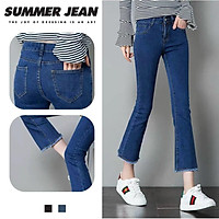 Quần jean nữ ống loe dáng suông ống rộng cao cấp