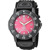 Smith & Wesson Men's SWW-455F Fire Fighters Red Dial Black Band Watch