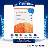 Phần mềm Microsoft 365 Personal English APAC EM Subscr 1YR Medialess P8 ( QQ2-01398 ) - Hàng Chính Hãng