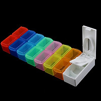 Detachable 14 Slots 7 Day Tablet Pill Storage Box + Medicine Cutter Splitter