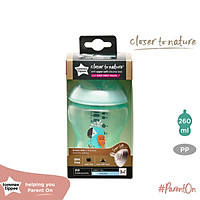 Bình sữa ty siêu mềm tự nhiên Tommee Tippee Closer to Nature 260ml, núm ty đi kèm 3-6 tháng – Xanh ngọc