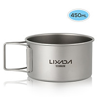 Lixada Titanium Bowl with Folding Handles Dinner Food Container for Outdoor Camping Hiking Backpacking