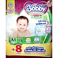 Tã quần Bobby - Đệm Lưng Thấm Mồ Hôi M76 (76 miếng) - Tặng 8 miếng trong gói