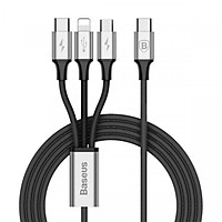 Cáp sạc Baseus Rapid Series 3 IN 1 (Type-C to Type-C + Lightning + Micro) - Hàng chính hãng ( Bạc )