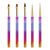 Bộ 5 cây cọ đắp nối sơn UV Gel, vẽ trang trí móng tay nghệ thuật đẹp