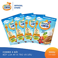 Combo 4 Gói Bột ăn dặm lúa mì táo dâu tây Fruto Nyanya 200g