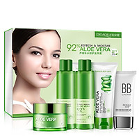 BIOAQUA 5Pcs/Set Aloe Vera Refreshing Miosturizing Cleanser Toner Essence Cream BB Cream Skincare Set