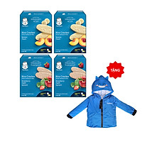 Combo 4 Rice Cracker (2 Chuối Đào + 2 Dâu Táo Cải Bó Xôi) TẶNG Áo Khoác Gấp Gọn Cho Bé