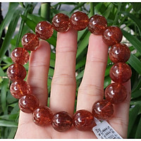 Vòng tay thạch anh tóc đỏ VIP 13.5 li, tông màu đỏ rực, hàng đẹp từng viên, không tỳ vết, đã kiểm định, size dành cho nam, ảnh thực tế - Đá Non Nước