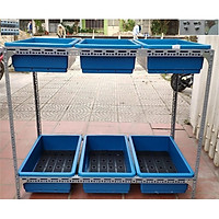 Kệ sắt trồng rau thông minh 2 tầng, 6 khay trồng rau kích cỡ 67x43x15 cm