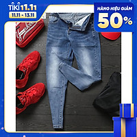 Quần jeans nam co dãn , quần bò nam kiểu trơn và xước thiết kế trẻ trung đơn điệu phá cách gồm 5 kích thước (28-32) Julido mẫu QJN099703 - Màu xanh phối bạc