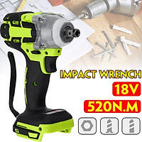 18V 520Nm Electric Rechargeable Brushless Impact Cordless 1/2 Socket Wrench Power Tool NEW 0-4000 rpm