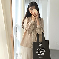 TÚI VẢI CANVAS ĐEN (tote shopping bag) CÓ CÂU KINH THÁNH CƠ ĐỐC (5 mẫu)