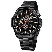 FORSINING Men Three Dials Stainless Steel Band Calendar Analog Watch Waterproof Automatic Mechanical Wrist Watch