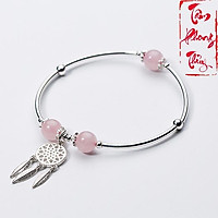 Vòng Tay Bạc 925 Đá Th.ạch Anh Hồng Mix Charm Dream Catcher