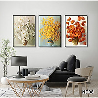 Tranh treo tường CAO CẤP 3 bức phong cách hiện đại MONSKY - Bắc Âu ND08A, In UV công nghệ Nhật Bản 3 lớp trực tiếp lên tấm FORMEX (Như tấm gỗ nguyên khối) kèm khung và đinh ghim móc treo, kích thước 20x30cm/bức