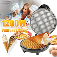 1200W Electric Crepe Pancake Maker Egg Roll Ice Cream Cone Waffle Machine Non-Stick Double-side Heating Breakfast