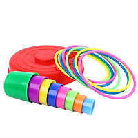 Bộ đồ chơi xây tháp ném vòng nhiều màu sắc rèn luyện khả năng khéo léo cho bé