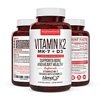 Premium Extra Strength Vitamin K2 180 mcg with D3 5000 IU – Vitamin D3 K2 MK7 Supplement for Healthy Bones, Healthy Heart & Cardiovascular Health- MenaQ7 Vitamin K Complex- 60 Capsules