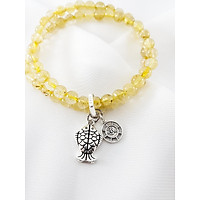 Vòng tay cuốn mệnh kim, thủy đá thạch anh tóc vàng mix charm con cá