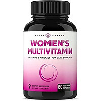 Women's Daily Multivitamin Supplement - Vegan Capsules with Biotin, Vitamins A B C D E K, Calcium, Zinc, Lutein, Magnesium - Non-GMO, Gluten Free Multimineral Multivitamin for Women
