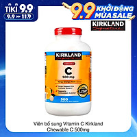 Tăng Sức Đề Kháng Vitamin C Kirkland Signature Chewable 500mg Của Mỹ - Ngậm Nhai – Giúp Tăng Cường Hệ Miễn Dịch, Sản Xuất Collagen, Nhanh Lành Vết Thương, Chống Oxy Hóa, Ngăn Ngừa Ung Thư, Hỗ Trợ Hấp Thụ Sắt