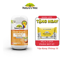 Viên Nhai Nature’s Way Kids Smart Vitamin C+ZinC+D3 Chewable Tablets Cho Bé Phát Triển Toàn Diện 75 Viên