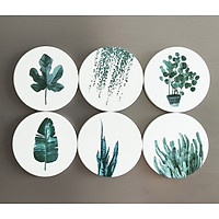 Combo 6 Miếng lót ly, đế lót ly Ceramic cao cấp (tặng giá để) - siêu thấm hút nước