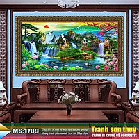 Tranh treo tường phòng khách, phòng ngủ SƠN THỦY HỮU TÌNH khung gỗ composit chất liệu pvc gương. MS:1709