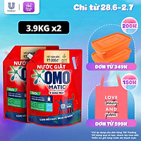 Combo 2 túi nước giặt OMO Matic cho máy giặt cửa trên giúp quần áo sạch bẩn khử mùi toàn diện, túi 3.9kg