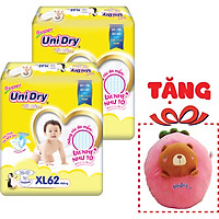 Combo 2 Tã Dán Unidry Super Gói Đại XL62 (62 Miếng) - Tặng 1 Thú Bông Dâu Tây Mặt Gấu
