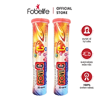 {COMBO} 2 Tuýp viên sủi tăng cường sức đề kháng 500mg FOVI-C- Tuýp 20 viên