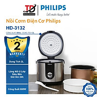 Nồi Cơm Điện Cơ Philips HD3132 - Lòng Nồi 5 Lớp - Công Suất 800W / 2Lit - Hàng Chính Hãng