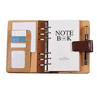 A6 PU Loose-leaf Spiral Notebook Binder Business Planner Dairy Agenda Vintage Office Stationery w/ Card Photo Slot Pen