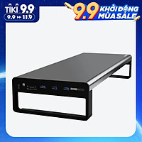 Chân đế màn hình nhôm Vaydeer USB 3.0 Đế kim loại Riser với cổng âm thanh 3,5 mm + Đầu đọc thẻ tích hợp TF + SD + USB 3.0