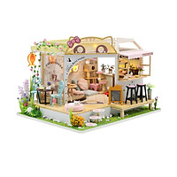 Đồ Chơi Nhà Búp Bê Gỗ DIY Mô Hình Tiệm Cà Phê Thú Cưng