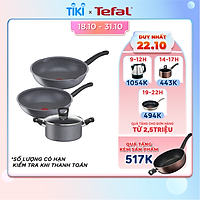 Bộ nồi chảo Tefal G134S495 Cook Healthy gồm Chảo 24cm, Chảo sâu 28cm, Nồi 20cm - Hàng chính hãng