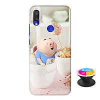 Ốp lưng nhựa dẻo dành cho Xiaomi Redmi Note 7 in hình Heo Con Nghịch Kem - Tặng Popsocket in logo iCase - Hàng Chính Hãng