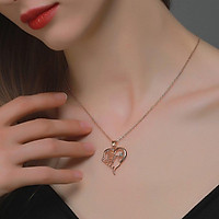 Hollow Heart Shaped Peace Dove Necklace Female Diamond Inlaid Clavicle Chain