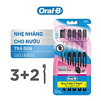 Vỉ 5 Bàn Chải Oral-B Tinh Chất Trà Đen (3 Cây Tặng 2)