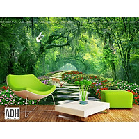 Tranh dán tường con đường hoa trong rừng ADH181226-31