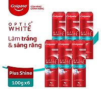 Bộ 6 Kem đánh răng Colgate Optic White Plus Shine làm trắng răng 100g/hộp