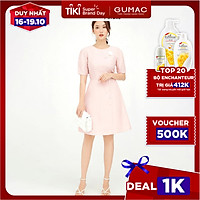 Đầm dáng xòe nữ thiết kế cổ tròn kết hợp rã cúp phối phụ kiện GUMAC DB543